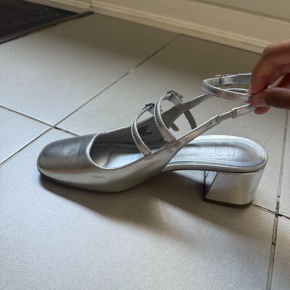 Asos Design Silver Mary Jane Shoes, size US7